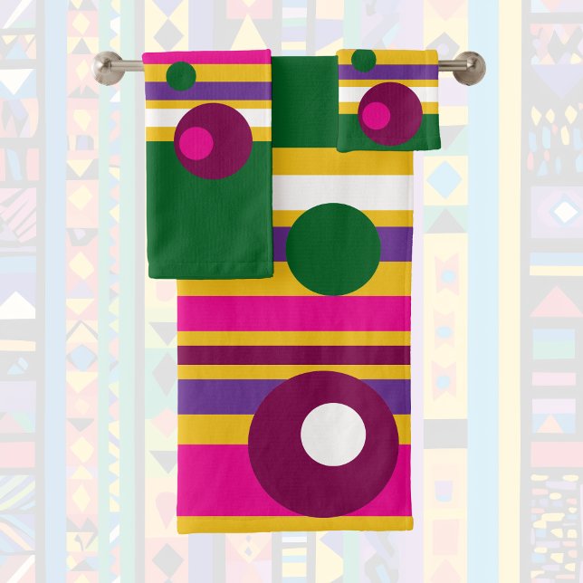 Conjunto De Toalhas círculos e faixas ousadas modernas (Criador carregado)