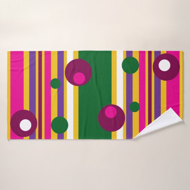 Conjunto De Toalhas círculos e faixas ousadas modernas (Toalha de Banho)