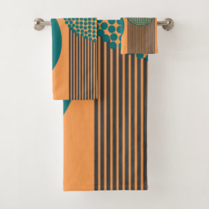 Conjunto De Toalhas Círculos e Linhas Modernos do Século médio