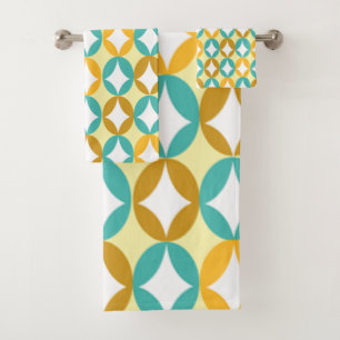 Conjunto De Toalhas Círculos em Círculos - Dourado, Amarelo, Azul