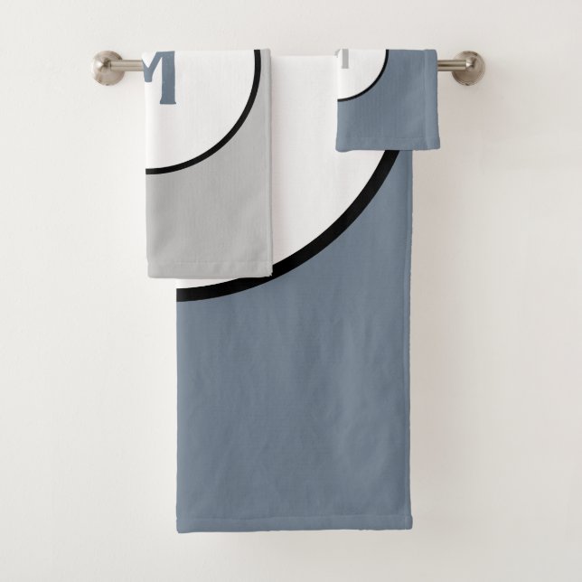 Conjunto De Toalhas Círculos Geométricos Cinzas de Traição Monograma (Insitu)