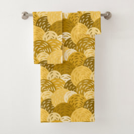 Conjunto De Toalhas Círculos geométricos em amarelo Dourado e mostarda