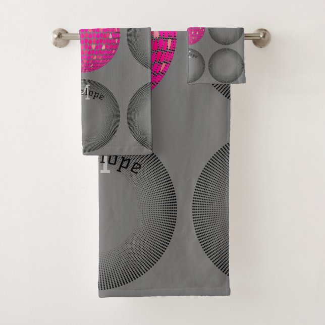 Conjunto De Toalhas Círculos Geométricos Monograma Moderno Minimalista (Insitu)