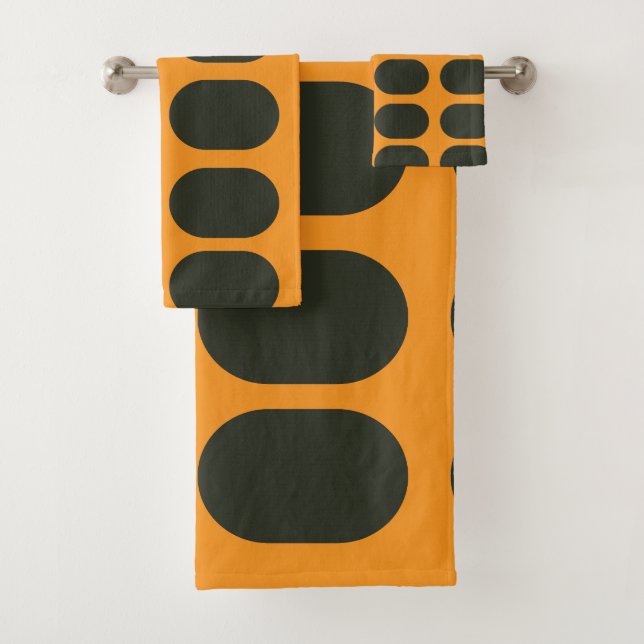Conjunto De Toalhas Círculos Pretos Laranja (Insitu)