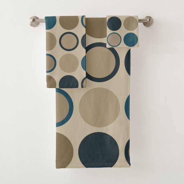 Conjunto De Toalhas Círculos Teais e Toucáveis (Insitu)