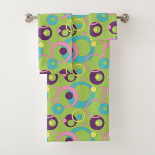 Conjunto de Toalhas Círculos Verdes Funky