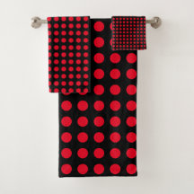 Círculos Vermelhos Padrões Polka Dot Preto Moderno