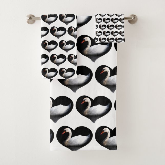 Conjunto De Toalhas Cisne branco sobre preto (Insitu)