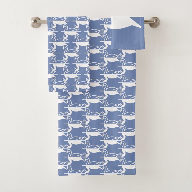 Conjunto De Toalhas Cisnes azul e branco (Insitu)