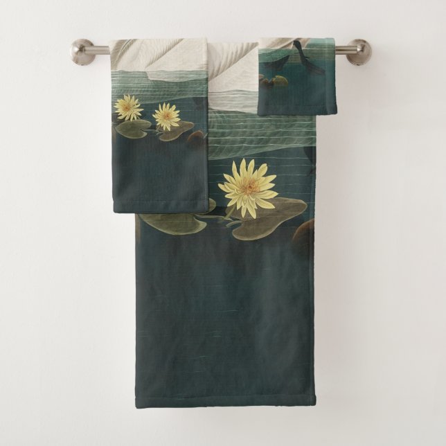 Conjunto De Toalhas cisnes brancas de pássaro de audubon do cisne (Insitu)