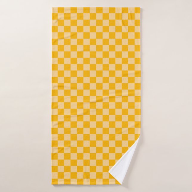 Conjunto De Toalhas Citrus cream checkered board pattern (Toalha de Banho)