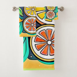 Conjunto De Toalhas Citrus Fruta Art