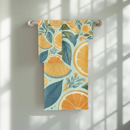 Conjunto De Toalhas Citrus Whimsical Watercolor Fruta e Floral