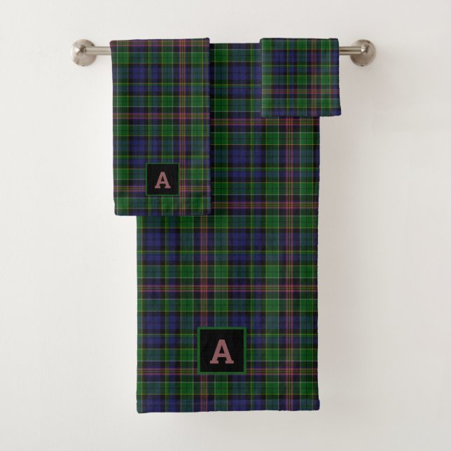 Conjunto De Toalhas Clan Allison Tartan Xadrez Monograma (Insitu)