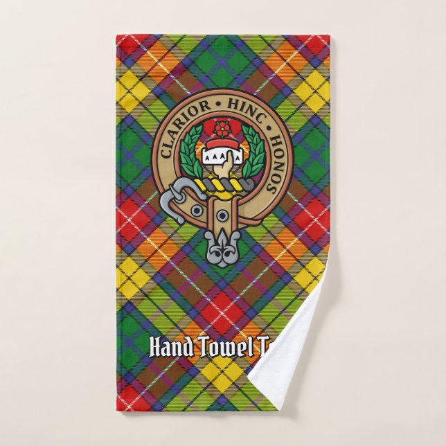 Conjunto De Toalhas Clan Buchanan Crest sobre Tartan (Toalha de mão)
