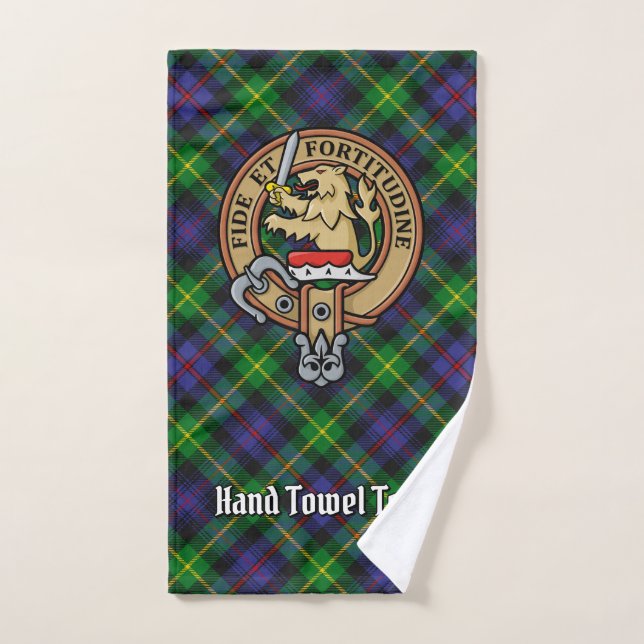 Conjunto De Toalhas Clan Farquharson Crest sobre Tartan (Toalha de mão)