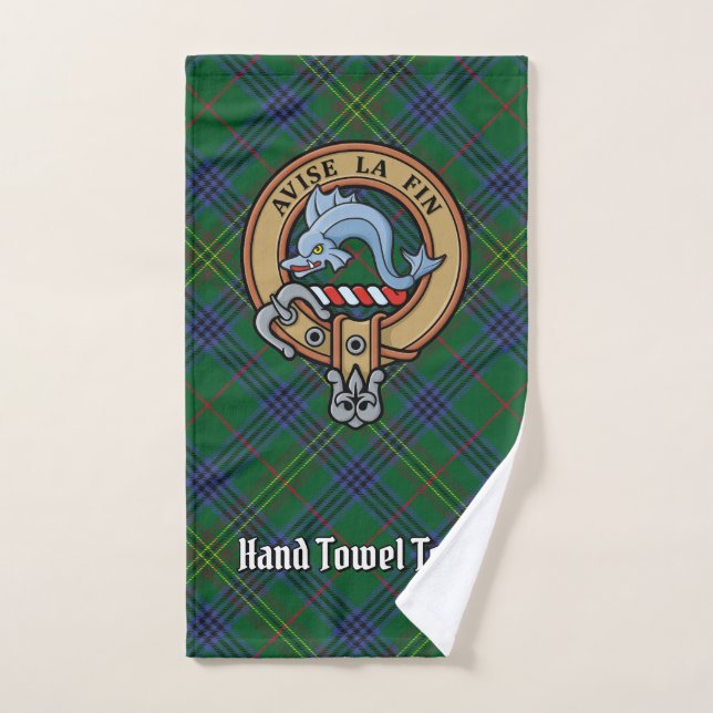 Conjunto De Toalhas Clan Kennedy Crest sobre Tartan (Toalha de mão)
