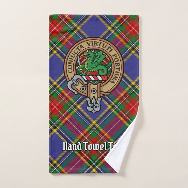Conjunto De Toalhas Clan MacBeth Crest sobre Tartan (Toalha de mão)