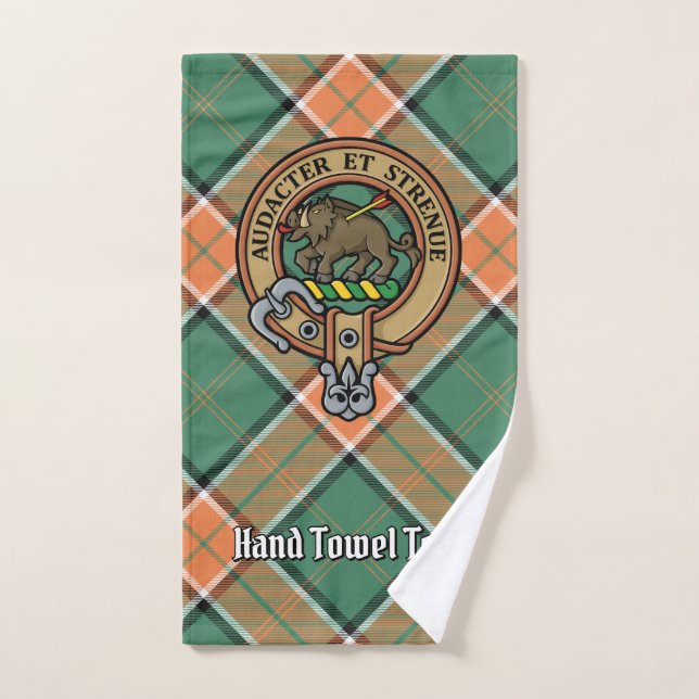 Conjunto De Toalhas Clan Pollock Crest sobre Tartan (Toalha de mão)