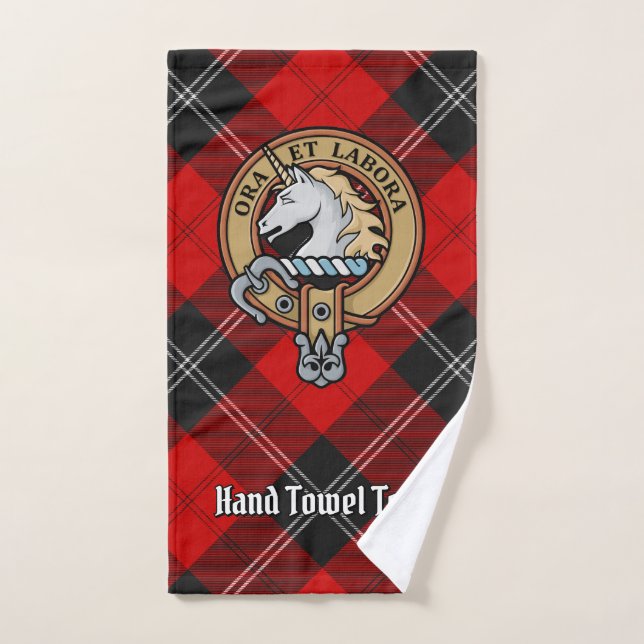 Conjunto De Toalhas Clan Ramsay Crest sobre o Red Tartan (Toalha de mão)