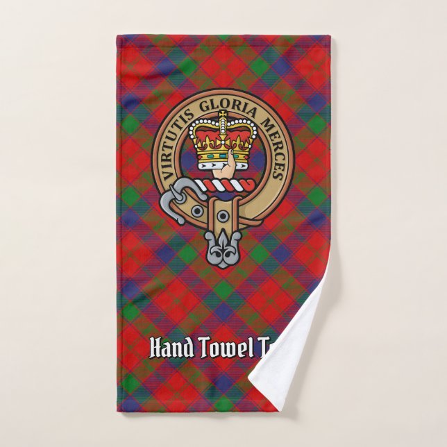 Conjunto De Toalhas Clan Robertson Crest sobre Tartan (Toalha de mão)
