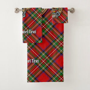 Conjunto De Toalhas Clan Stewart Crest sobre o Royal Tartan