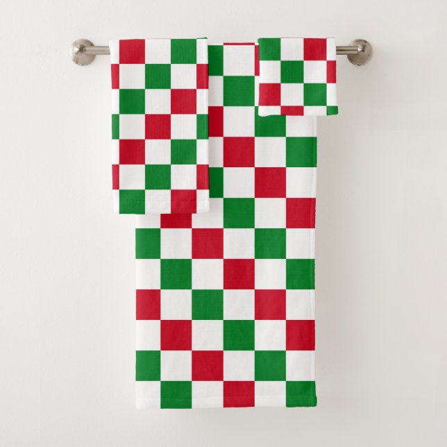 Conjunto De Toalhas Classic Christmas Checkerboard Pattern (Insitu)