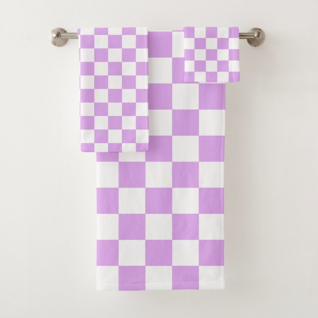 Conjunto De Toalhas Classic light lavender checkerboard  (Insitu)