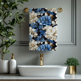 Conjunto De Toalhas Classic Navy Blue Ivory Gold Floral Towel