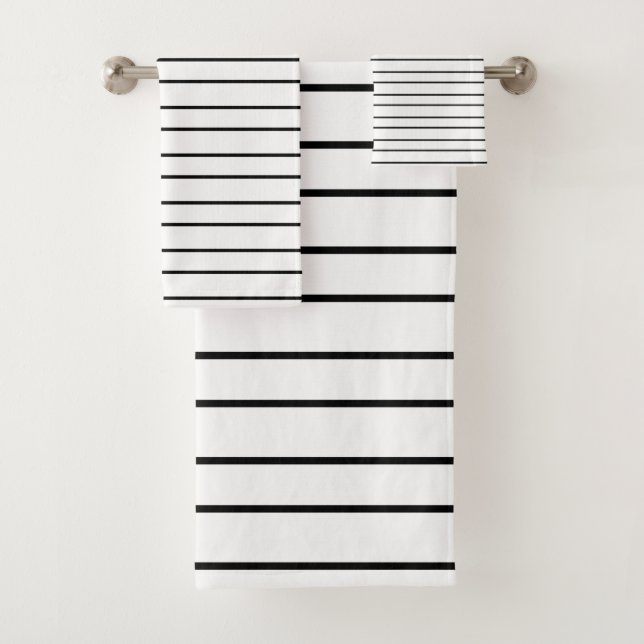 Conjunto De Toalhas Clássico de Stripe Branca e Preto Moderno (Insitu)