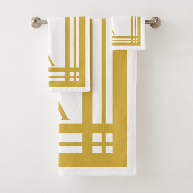 Conjunto De Toalhas Clássico Minimalista Personalizado Dourado Hotel (Insitu)