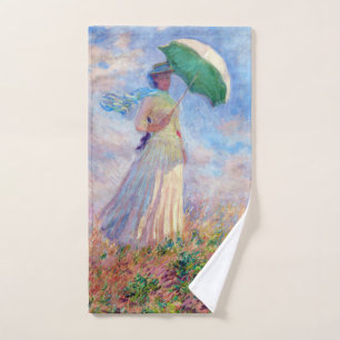 Conjunto De Toalhas Claude Monet - Mulher com Parasol virada para a di