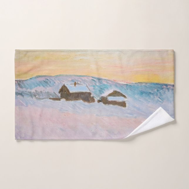 Conjunto De Toalhas Claude Monet - Paisagem Noruega, Casas Azuis (Toalha de mão)
