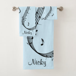 Conjunto De Toalhas Climactic G Clef Music Blue