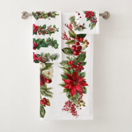 Conjunto De Toalhas Clipe de Aquarela Floral e de Frutas Natalinas Vin