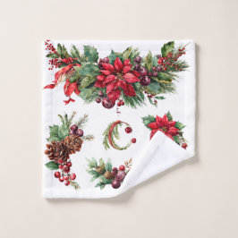 Conjunto De Toalhas Clipe de Aquarela Floral e de Frutas Natalinas Vin