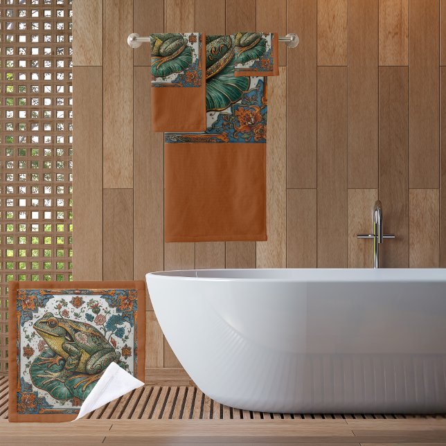 Conjunto De Toalhas Cloisonne Frog on Lily Pad (Criador carregado)