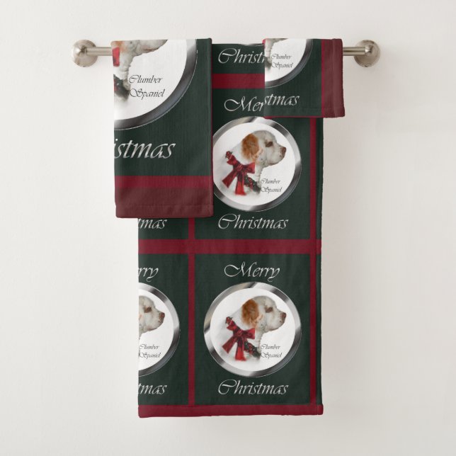 Conjunto De Toalhas Clumber Spaniel Natal (Insitu)