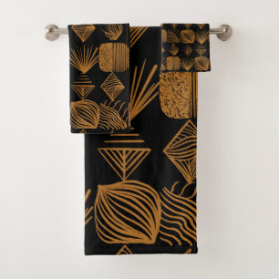 Conjunto De Toalhas Coágulo Tribal de Caribe Negrito, Dourado