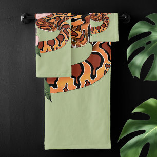 Conjunto De Toalhas Cobra cor-de-rosa-milho verde