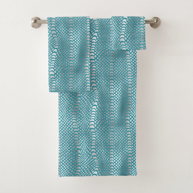 Conjunto De Toalhas Cobra de Prata Azul Teal (Insitu)
