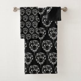 Conjunto De Toalhas Cobra de Tribal Negro e Branco