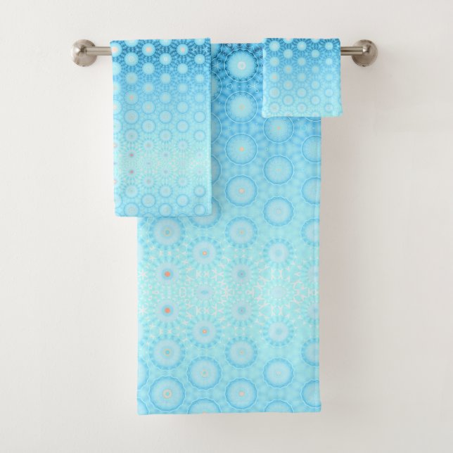 Conjunto De Toalhas Cobrir bonito de Ducha Geométrica Azul-Ombre e Pês (Insitu)