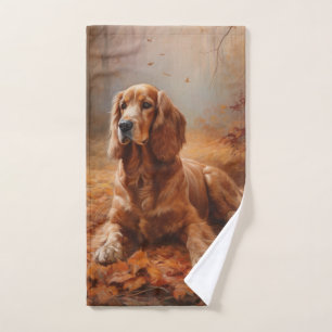 Conjunto De Toalhas Cocker Spaniel no outono deixa cair inspiração