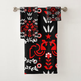 Conjunto De Toalhas Cockerel Scandinávia Folk Art