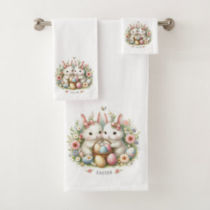 Conjunto De Toalhas Coelhinhos de Páscoa, Ovos e Flores