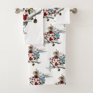 Conjunto De Toalhas Coelho Branco Alice no País das Maravilhas Coelho