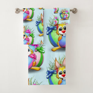 Conjunto De Toalhas Coelho da Páscoa Engraçado e Personagem Bonita Mor