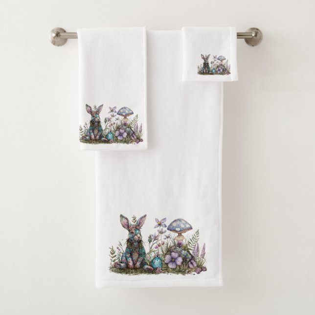 Conjunto De Toalhas Coelho Místico com Cogumelos (Insitu)