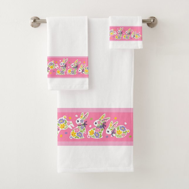 Conjunto De Toalhas Coelhos Florais de Páscoa (Insitu)